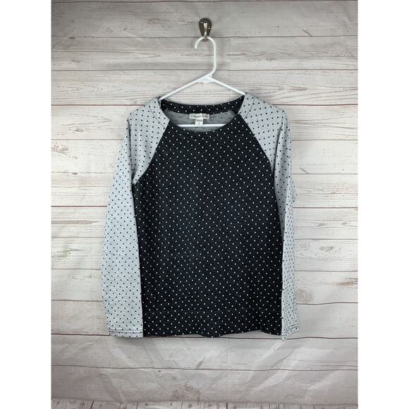 Coldwater Creek‎ Sweatshirt Womens Size Small Black Gray Polka Dot - Picture 1 of 5